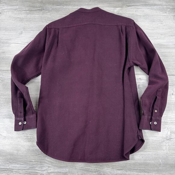 Paul Fredrick Dress Shirts Mens Medium Green Purple Rayon Band Grandad EUC - Picture 7 of 7